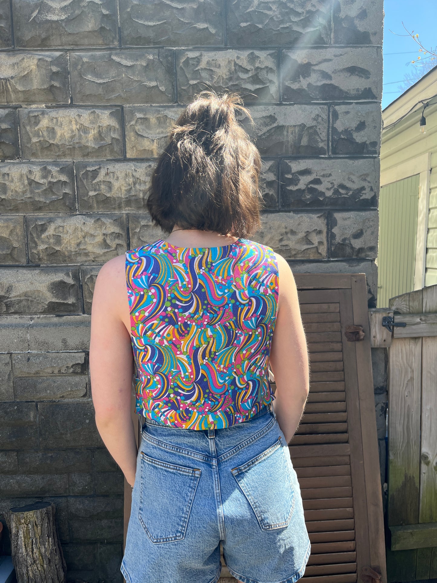 Vintage 60s Psychedelic Tie Top (XS)